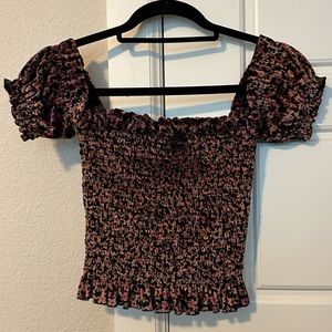 Planet Blue stretchy floral velvet top
